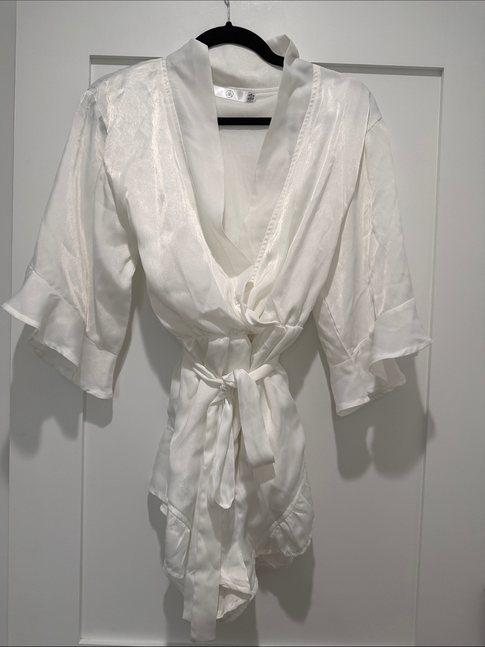Silky White Wrap Romper with Tie Closure